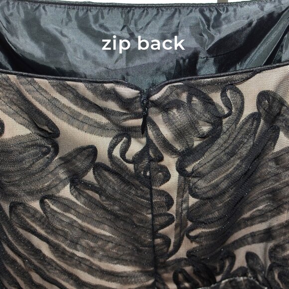 Plus Size 20W R&M Richards Black Mesh Over Nude Cocktail Party Full Skirt Dress - Picture 6 of 16